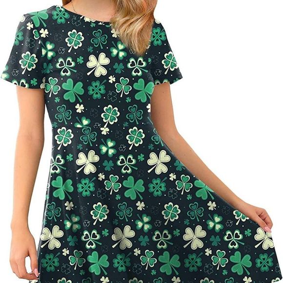 For G and PL Women's St. Patrick's Day Short Sleeves Printed Tunic Dress - Picture 4 of 6